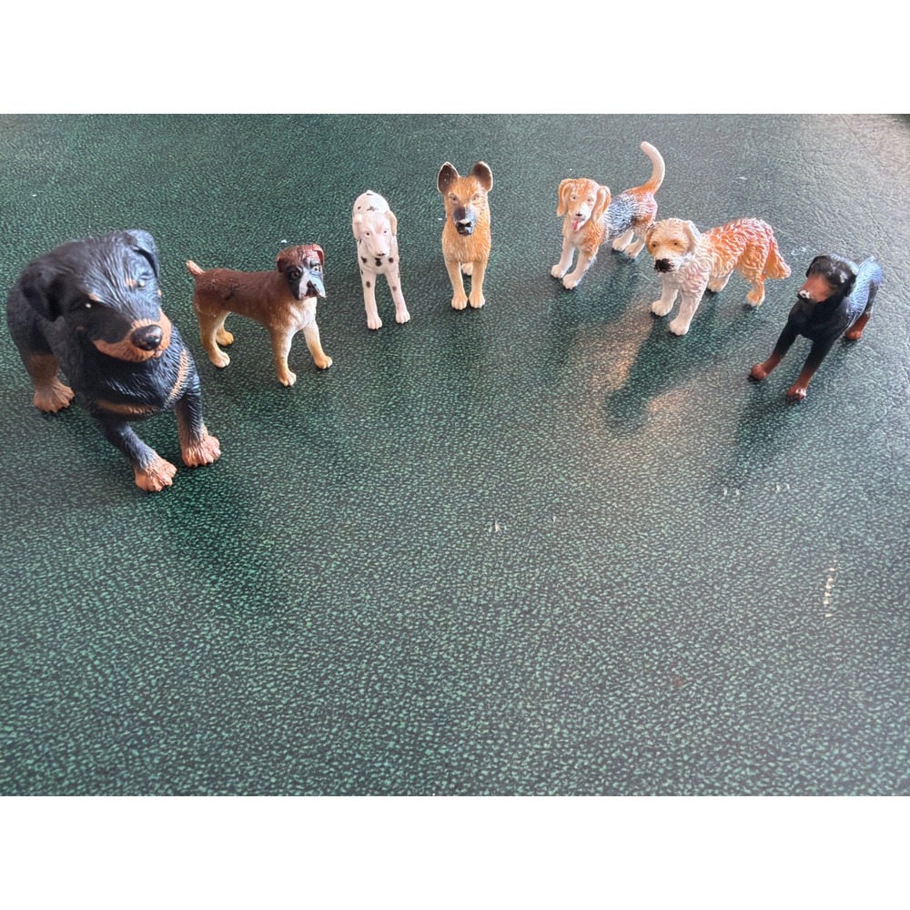 Safari Ltd Dog Toy Figurine Lot‎ Rottweiler Doberman Dalmatian Boxer 7pc Set
